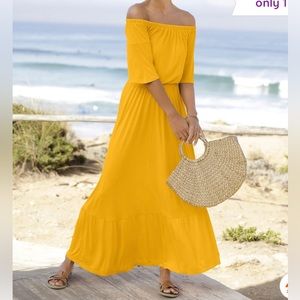 Yellow Off-Shoulder Maxi Dress